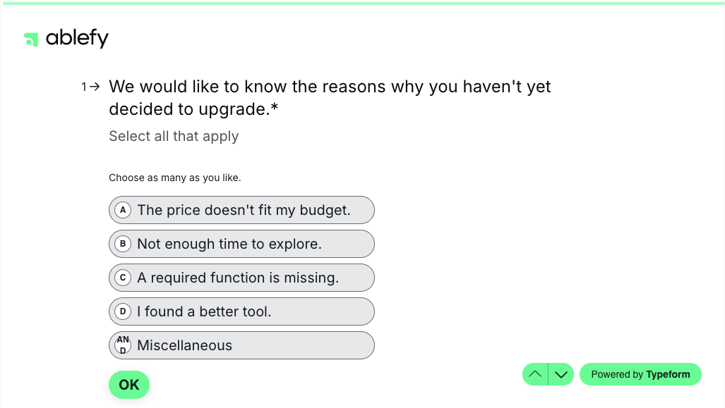 Typeform Feedback Survey